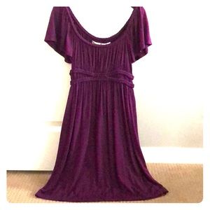 Max Studio Purple Braided Ruffle Details Dress